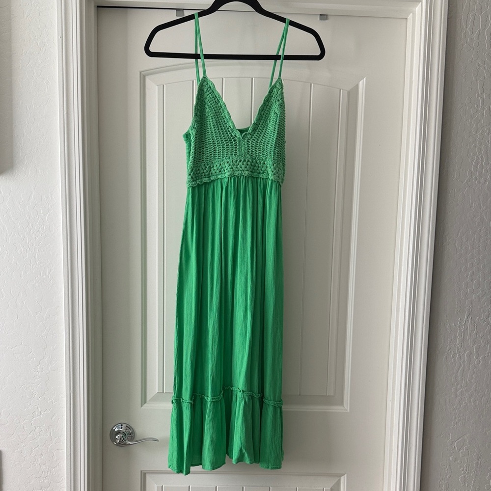 Green Crochet Maxi Dress
